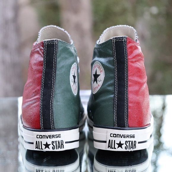 Converse Chuck Taylor All Star High Top Custom Red Black Green - Picture 10 of 14